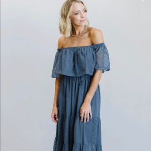 XL baltic born blue Swiss dot maxi dress